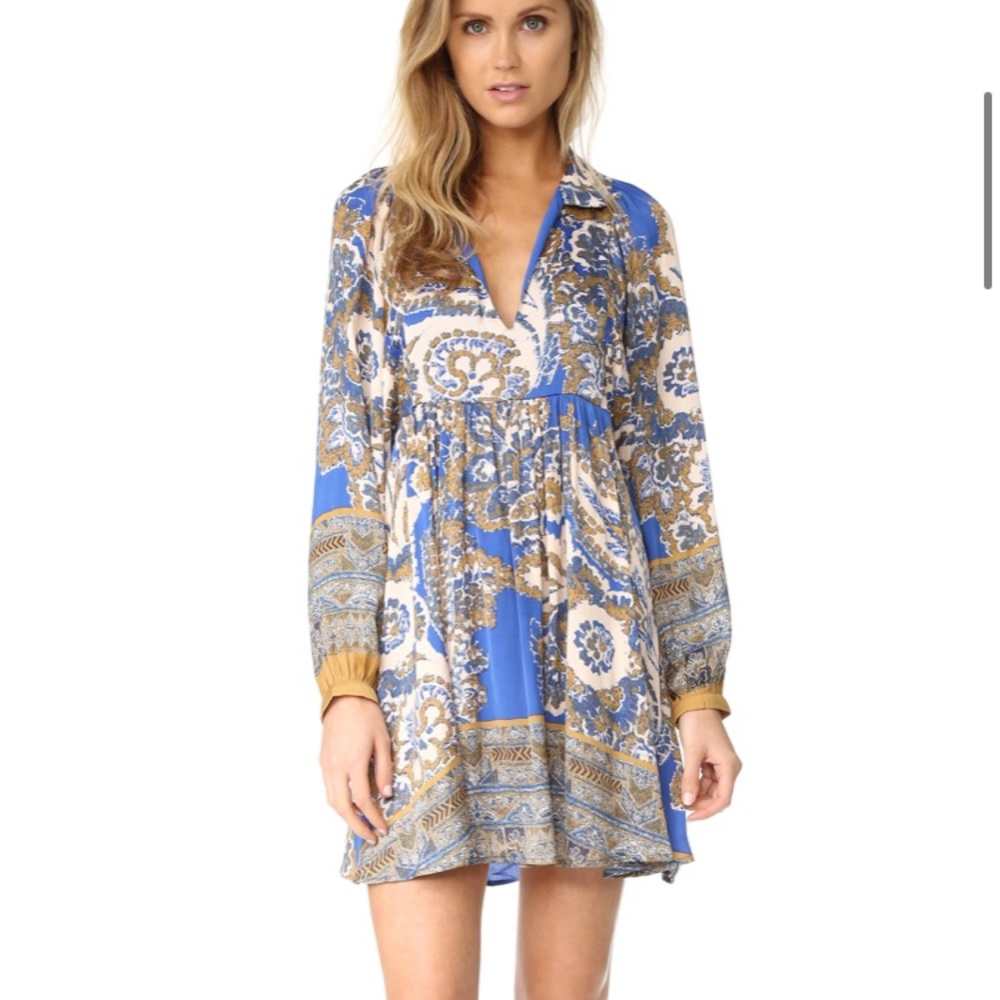 Free People Say You Love Me Blue Paisley Dress M